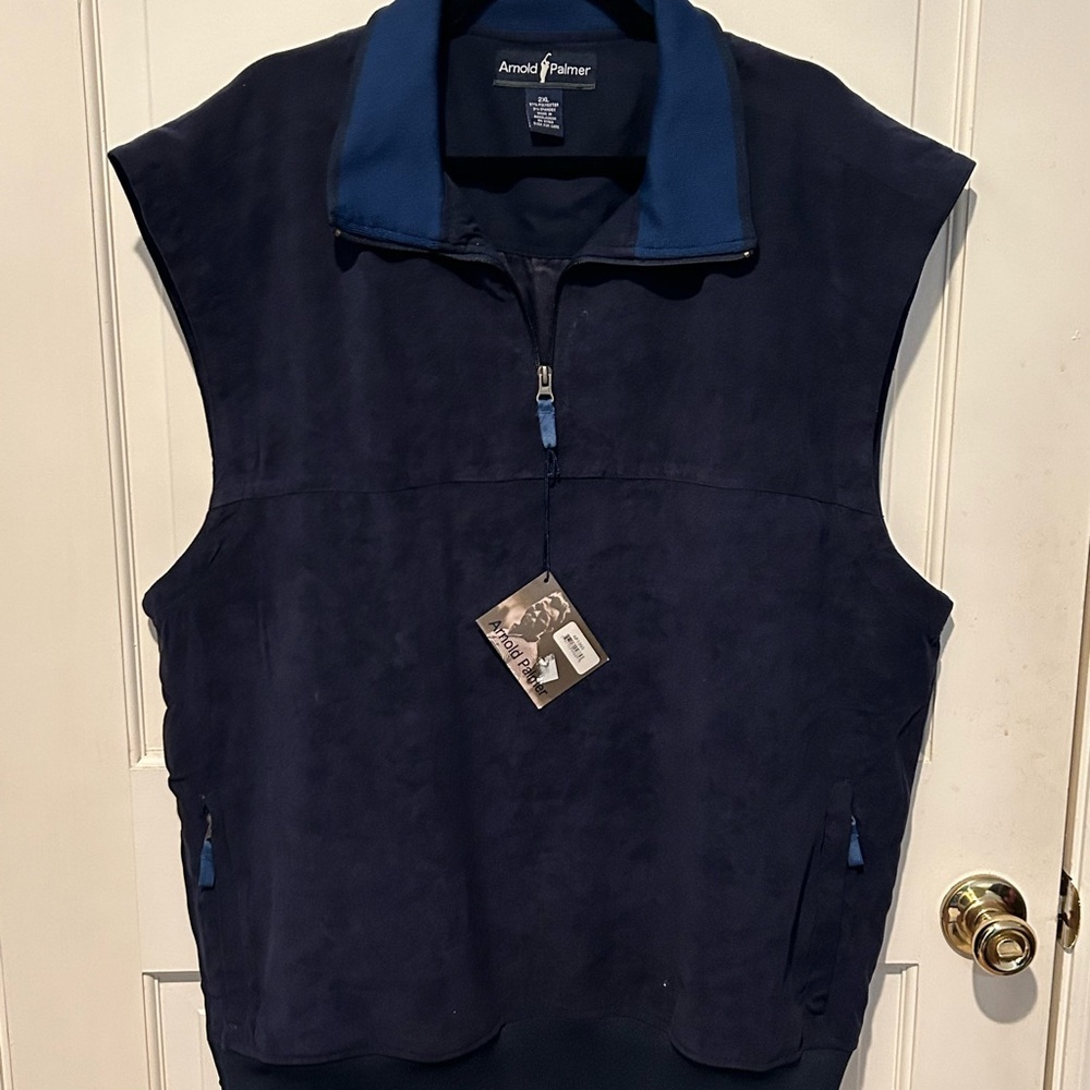 Men’s Navy Arnold Palmer Golf Quarter Zip Pullover Vest Size 2XL NWT - Picture 1 of 6